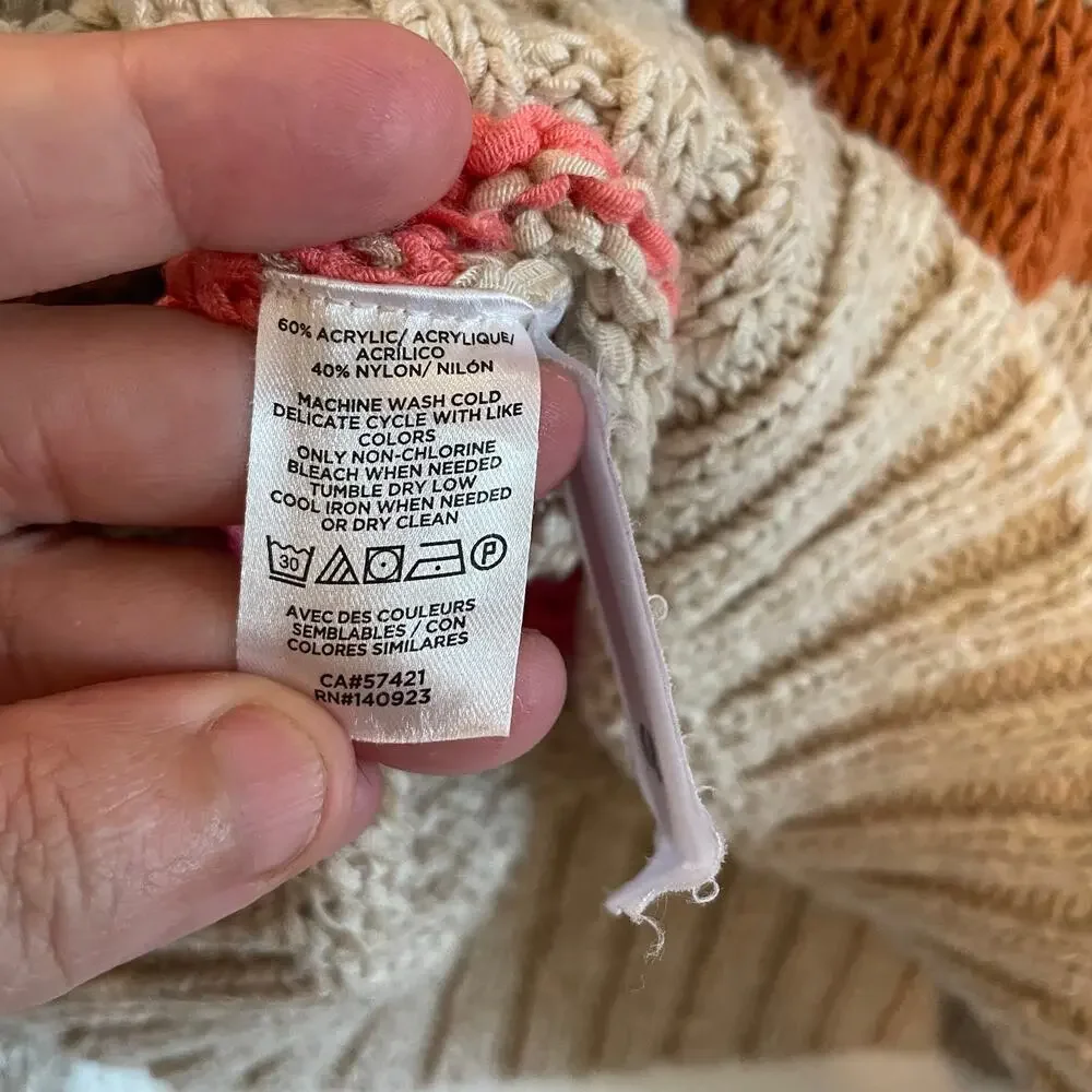 Lou & Grey & LOFT Sweater Womens LARGE Multicolor Chunky Knit Striped Pullover - Picture 10 of 14